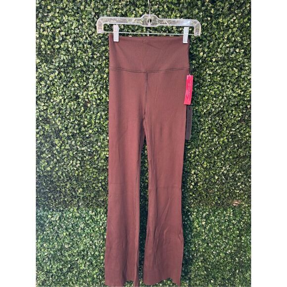 Carbon38 High Rise Flared Ribbed Leggings Brown Sz XS NWT - Picture 1 of 4